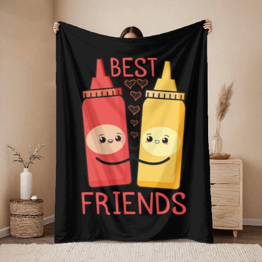 Ketchup Mustard Best Friends Forever Throw Blankets