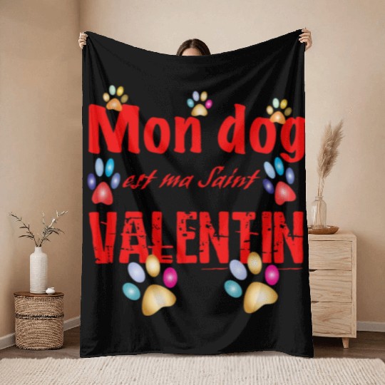 Copy of my dog is my valentine day712 Throw Blankets