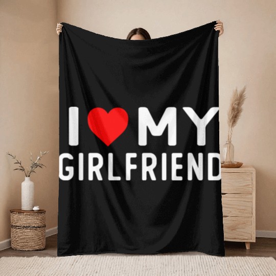 I Love My Girlfriend Throw Blankets
