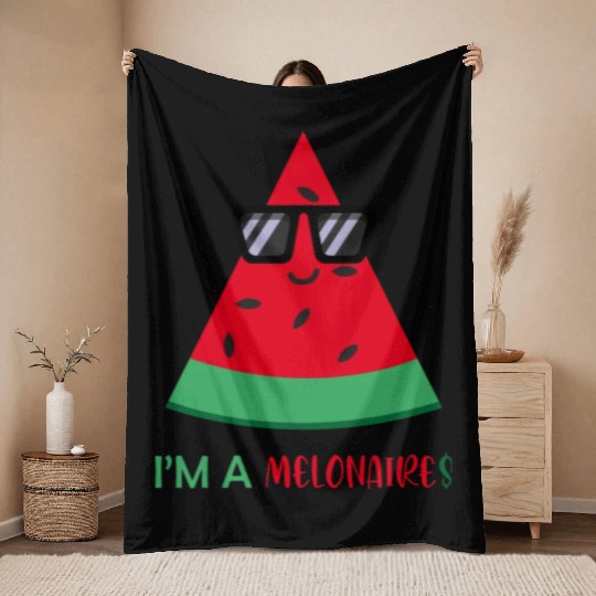 I'm a Melonaire Funny Fruits Watermelon Pun Throw Blankets