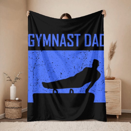Gymnast Dad Sports Gymnasts Lover Gymnastics Throw Blankets