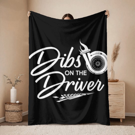 Drag Racing Race Car Girl Dibs On Throw Blankets