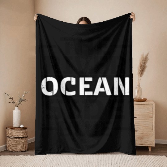 The River Ocean Side Blue - Ocean Lover Throw Blankets