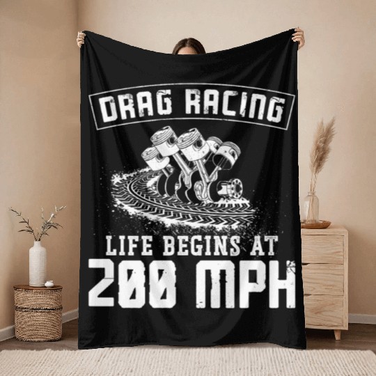 Drag Racing Race Car Vintage Drag Throw Blankets
