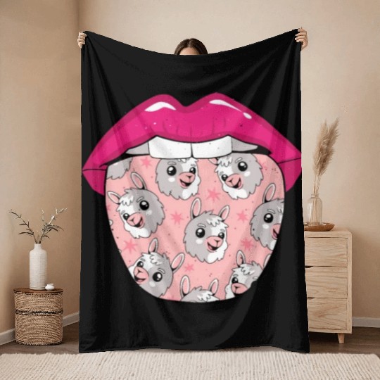 Llama Tongue Throw Blankets