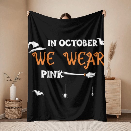 In October We Wear Pink Throw Blankets