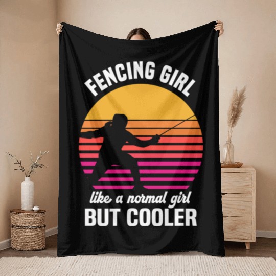 Fencing Girl Like A Normal Girl But Cooler Throw Blankets