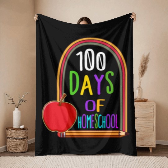 School Throw Blankets, 100 Days Of Homeschool Throw Blankets,