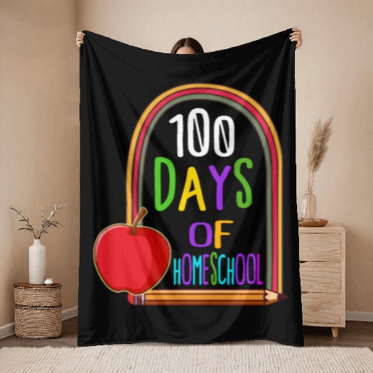 School Throw Blankets, 100 Days Of Homeschool Throw Blankets,