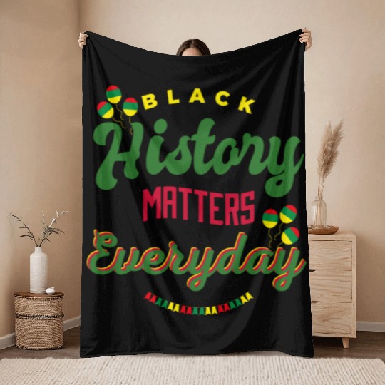 Black History Matters Everyday Throw Blankets
