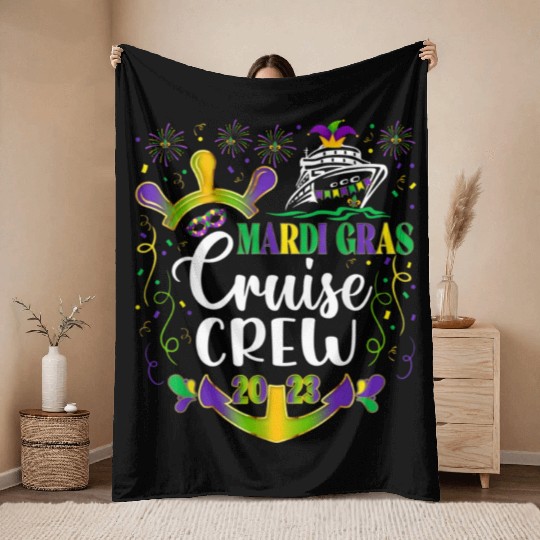 Mardi Gras Cruise 2023 New Orleans Carnival Vacati Throw Blankets