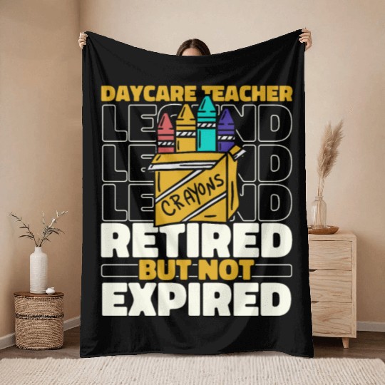 Daycare Teacher Retired Throw Blankets