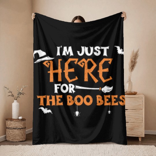 I'm Just Here For The Boo Bees Throw Blankets