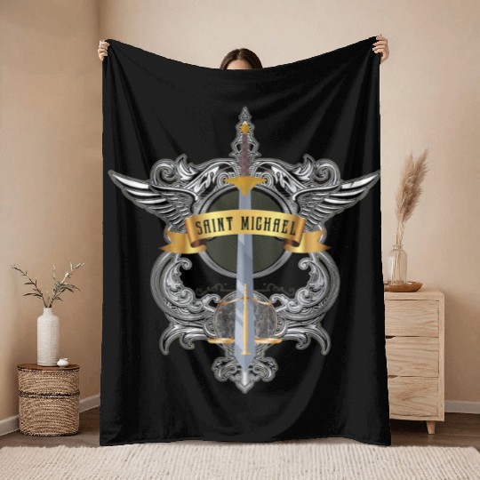 Sword of Saint Michael the Archangel Catholic Men Throw Blankets