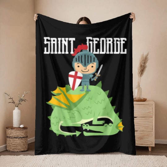 St. George and the Dragon Catholic Saint Kids Boys Throw Blankets