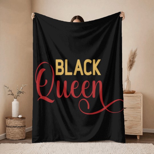 Black queen Throw Blankets