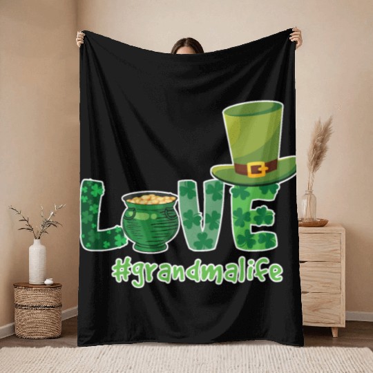 Shamrock Love Grandma Saint Patrick Day Throw Blankets