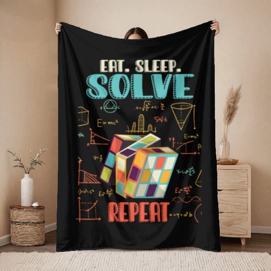 Eat Sleep Solve Repeat Math Speed Cubing Genie Throw Blankets