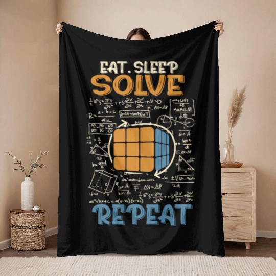 Eat Sleep Solve Repeat Math Speed Cubing Genie Throw Blankets