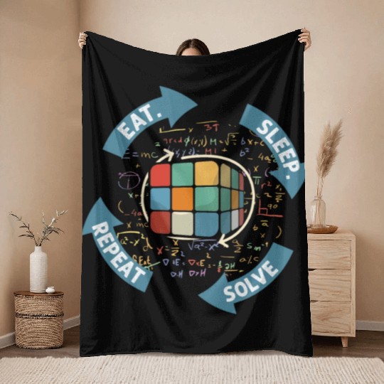 Eat Sleep Solve Repeat Math Speed Cubing Genie Throw Blankets