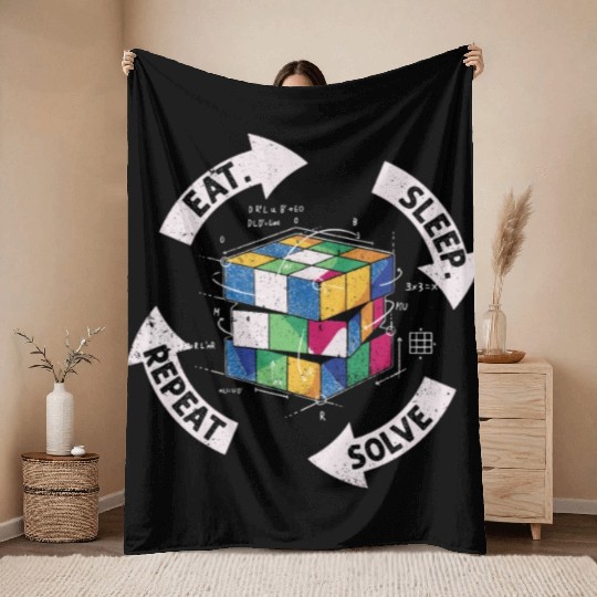 Eat Sleep Solve Repeat Math Speed Cubing Genie Throw Blankets