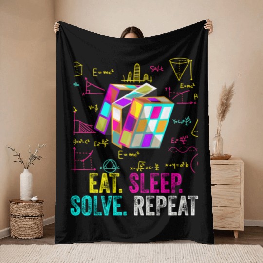 Eat Sleep Solve Repeat Math Speed Cubing Genie Throw Blankets
