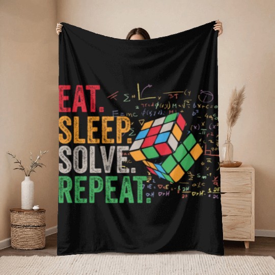 Eat Sleep Solve Repeat Math Speed Cubing Genie Throw Blankets