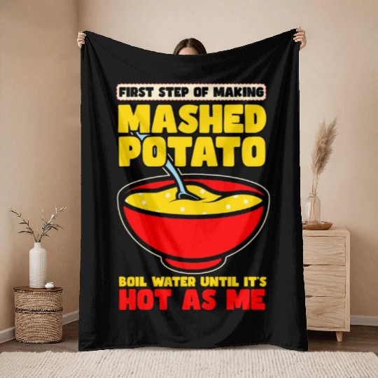 First Step Of Making Mashed Potatoes Throw Blankets