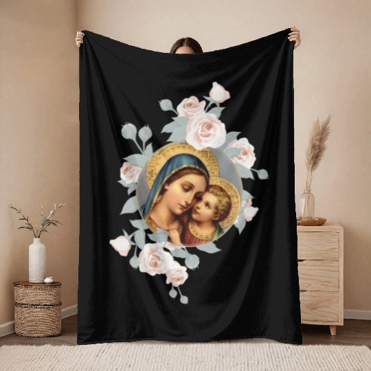 Our Lady of Good Remedy Blessed Mother Mary Art Ca Throw Blankets