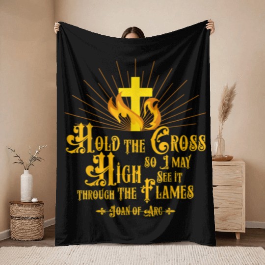 St Joan of Arc Quote French Catholic Saints Hold C Throw Blankets
