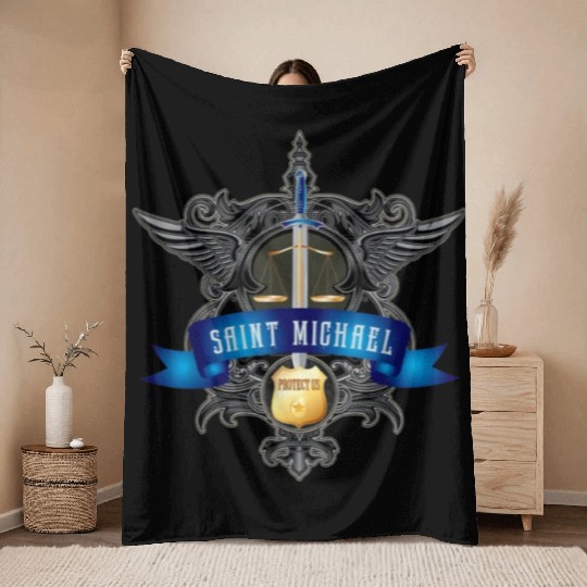 Saint Michael Patron Saint of Police Officers Cath Throw Blankets