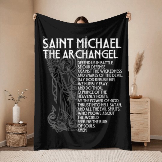 Saint Michael the Archangel Prayer Catholic Tradit Throw Blankets