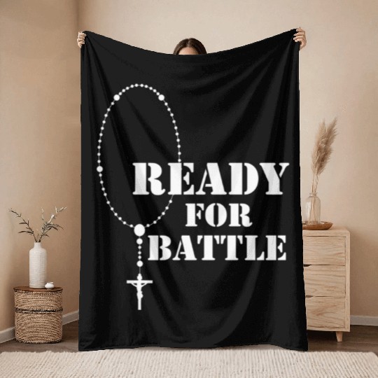 Rosary Warrior Battle of Lepanto Rosaries Catholic Throw Blankets