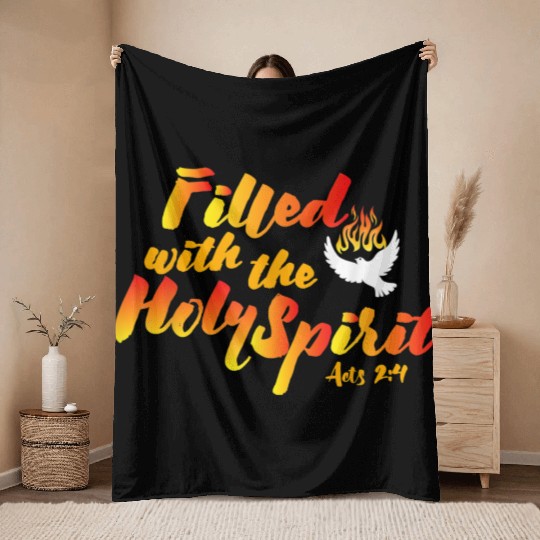 Filled with the Holy Spirit Pentecost Tongues of F Throw Blankets