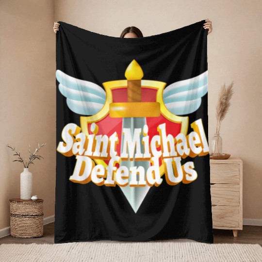 St. Michael the Archangel Icon Dragon Catholic Ang Throw Blankets