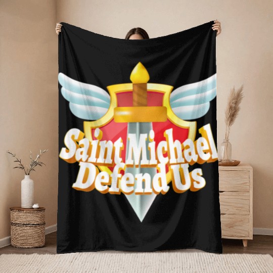 St. Michael the Archangel Icon Dragon Catholic Ang Throw Blankets
