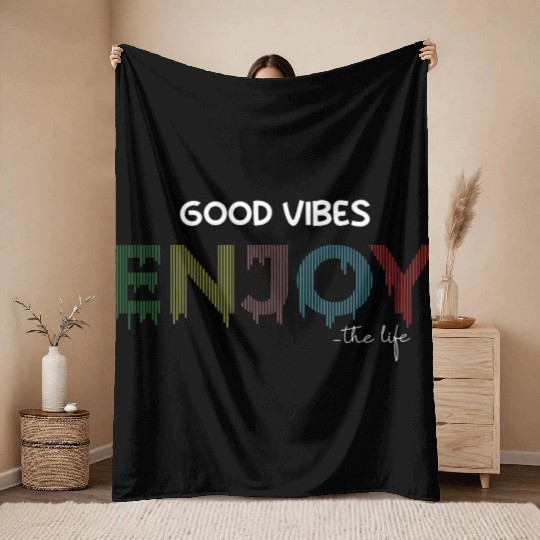 Good V enjoy the life motivation nice quotes Throw Blankets
