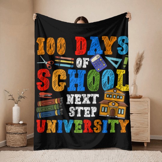 100 Days of School - Next Step University Throw Blankets
