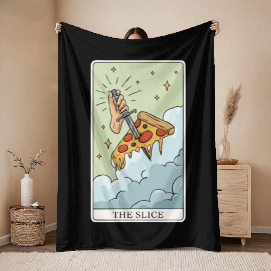 Pizza Tarot Card "The Slice" for a Tarot Reader Throw Blankets
