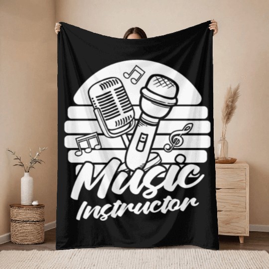 Music Teacher Microphone Throw Blankets