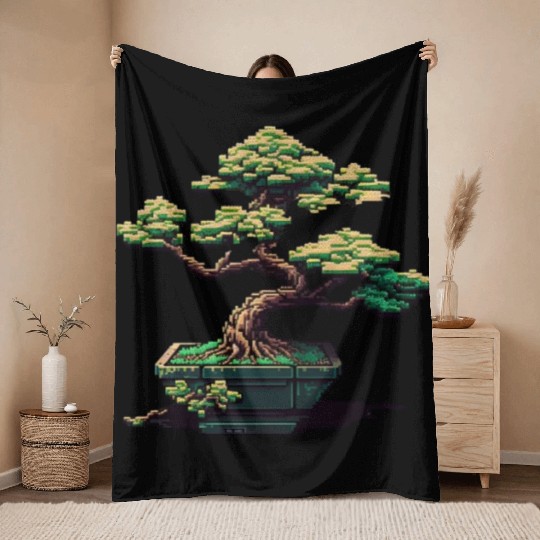 8 Bit Bonsai Tree Throw Blankets