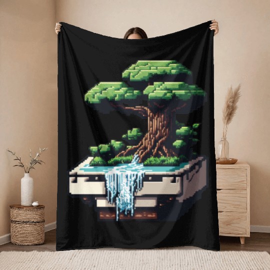 8 Bit Bonsai Tree Throw Blankets