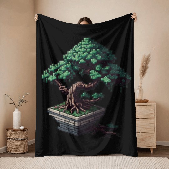 8 Bit Bonsai Tree Throw Blankets