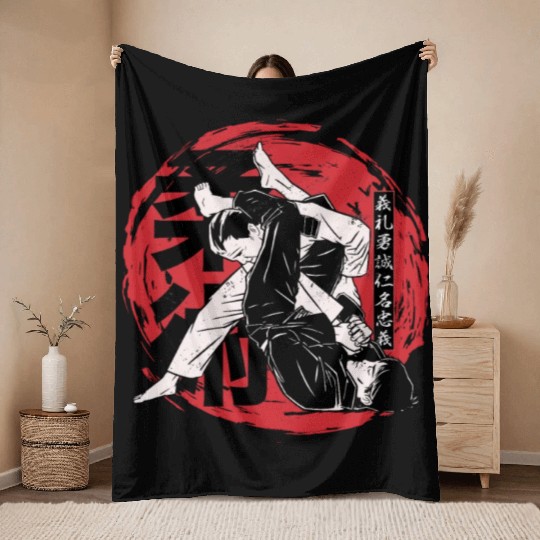 Martial Arts Brazilian Jiu Jitsu Ne-Waza Japanese Throw Blankets