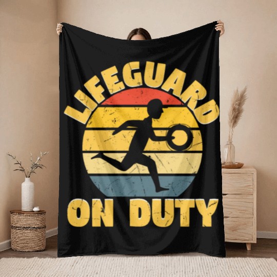 Lifeguard On Duty Distressed Throw Blankets
