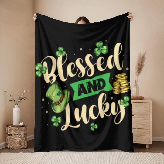 Blessed And Lucky Irish Pride St. Patricks Day Throw Blankets