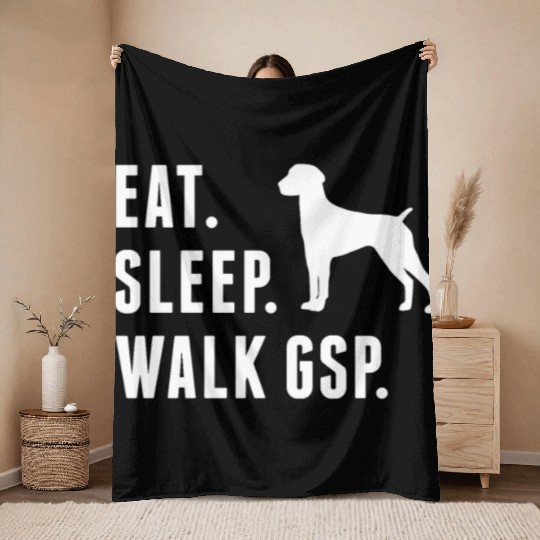 Eat Sleep Walk German Shorthaired Pointer Throw Blankets