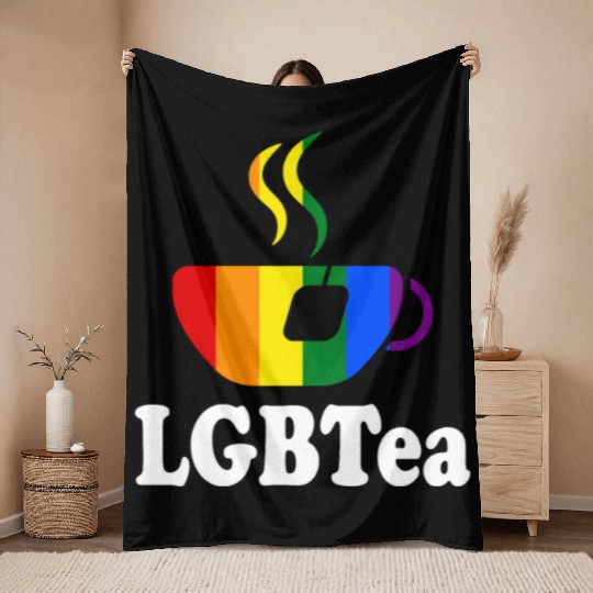 LGBTea Funny Teacup Rainbow Pride Month Gay Tea Lo Throw Blankets