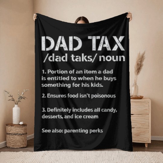 Vintage Dad Tax Definition Men Funny Father's Day Throw Blankets