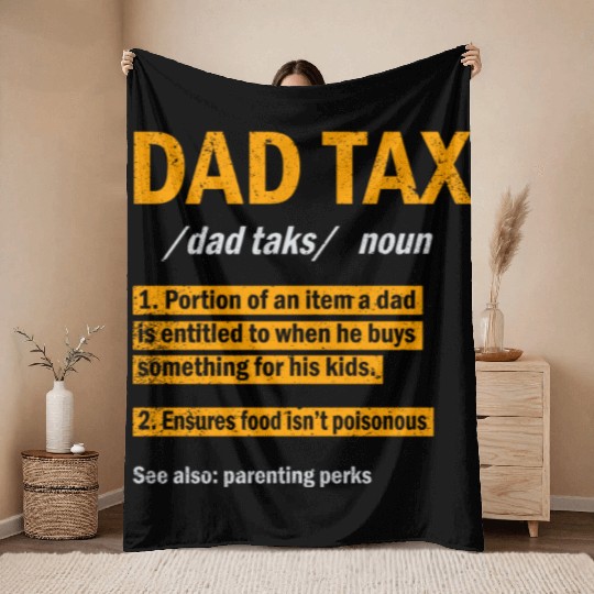 Vintage Dad Tax Definition Men Funny Father's Day Throw Blankets
